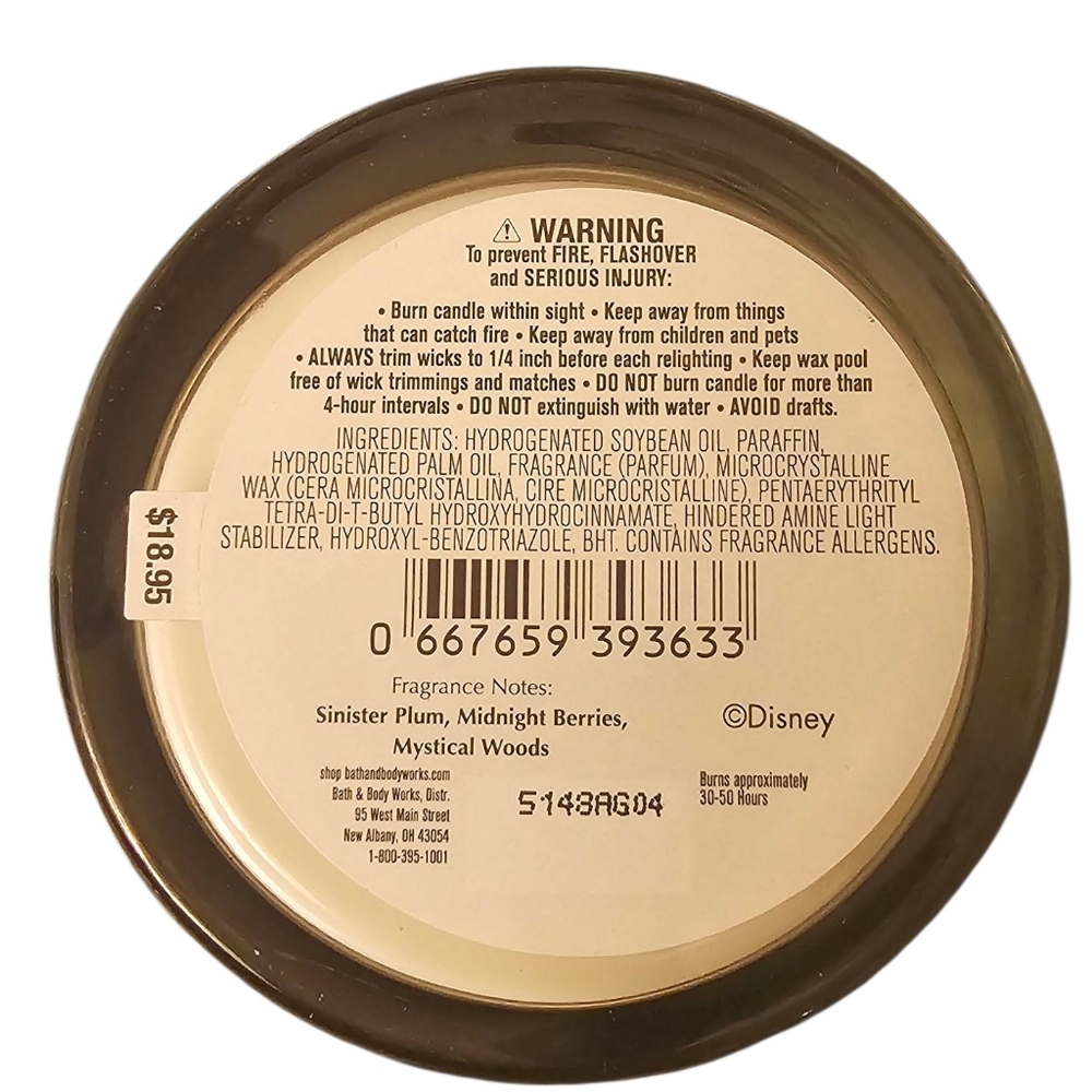 Bath & Body Works Maleficent Single Wick Candle - Purple and Black - Picture 2 of 2